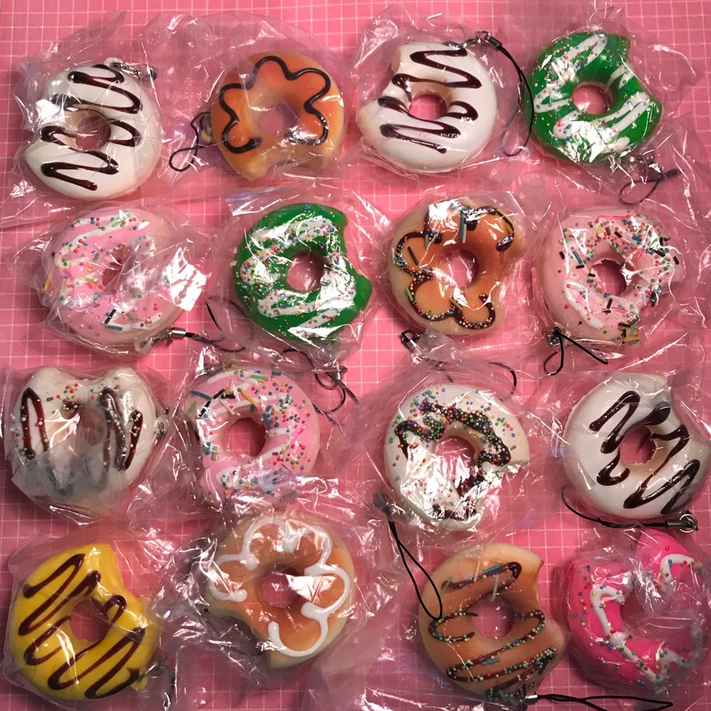 Set of 4 cute scented donut squishy accessories